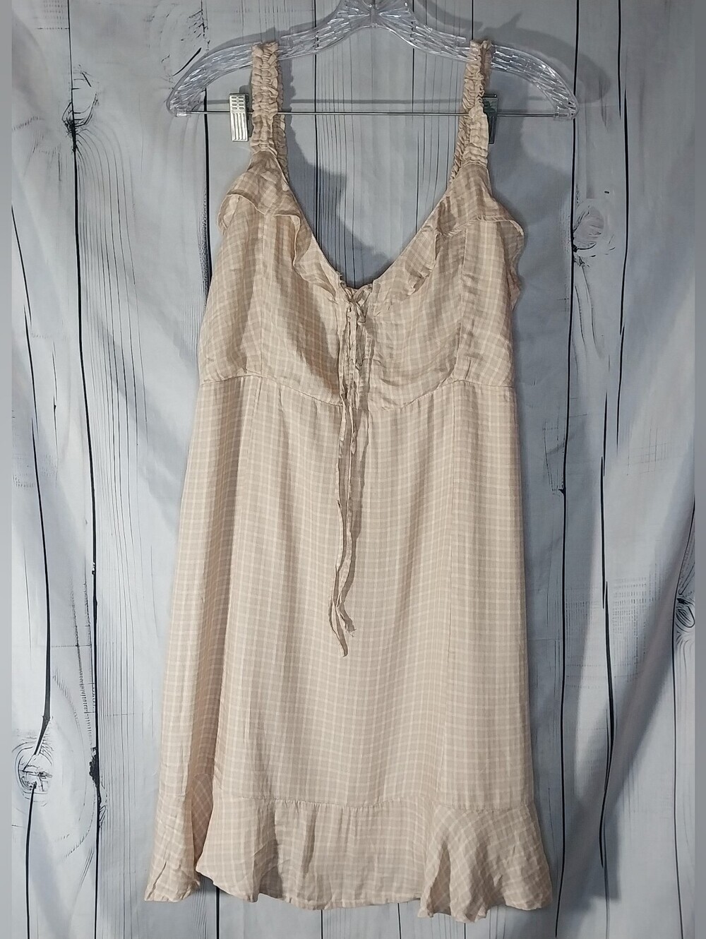 American Eagle Plaid Mini Boho Cottagecore Casual Prairie Peasant Sundress
